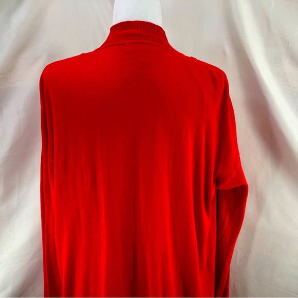 MICHAEL Michael Kors Rich Red Open Knit Cardigan w Zipper Shoulders Full Wrap L - Picture 10 of 15